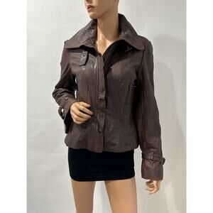 guess leather jacket size medium Brown